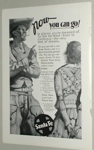 1931 SANTA FE Railroad advertisement, Smoking Cowboy, dude ranch, young cowgirl - Bild 1 von 3