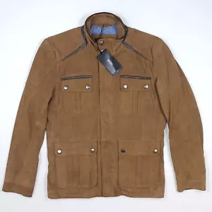 Hugo Boss Suede Leather Jacket 38 48 Small Medium Field Utility Brown Gorban - Picture 1 of 20