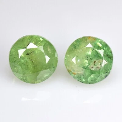 1.20 Ct & 4 mm_ NATURAL UNHEATED ANDRADITE DEMANTOID GARNET ROUND 2Pcs GEMSTONES - Image 1 of 4