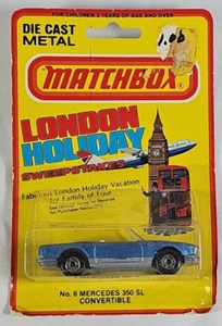 Matchbox Lesney No. 6 Baby Blue Mercedes 350 SL Convertible-1981 Carded Die Cast - Picture 1 of 6