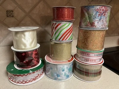Lot of 11 Wired Ribbon Various Holiday Christmas ~ New! - Image 1 of 4
