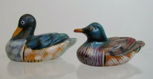 Juego de 2 figuras señuelo de pato de cerámica pintadas exhibición decoración - Imagen 1 de 10