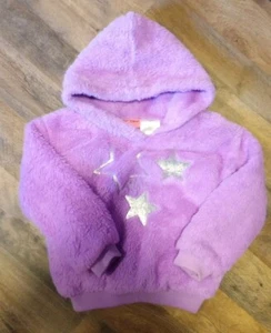 Betsey Johnson Girls Faux Fur Pullover Hoodie Size xs Purple Stars - Picture 1 of 9