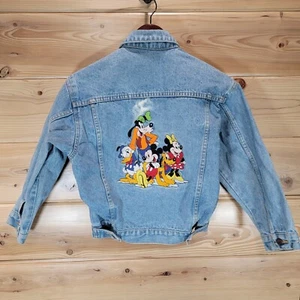 VTG Disney Store Denim Jacket Unisex Youth Mickey & Friends Medium Stain 90s - Picture 1 of 12