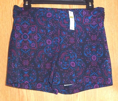 全新带标签 50 美元 BANANA Republic *高腰印花 3 1/2 英寸短裤 * 黑色花卉 - 尺寸 2 — 第 1/3 张图片