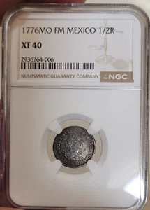 Rare 1776 NGC XF40 Mexico 1/2 Real Charles III Colonial Spain Silver Coin  - Picture 1 of 3