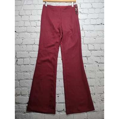 Pantalones Anthro Elevenses Rojo Arándano Pierna Acampanada Brighton Botón Acento Nuevos con Etiquetas Talla 2 Foto 1 de 4