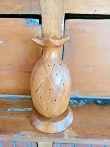 VINTAGE MCM HOLZ ANANAS - Handgeschnitzt AFFENSCHOTE HOLZ 40 Vorspeisenhalter - Bild 1 von 5