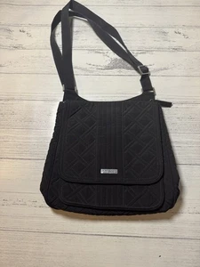 Bandolera mensajera Vera Bradley patrón liso, sarga de rendimiento negra - Imagen 1 de 8