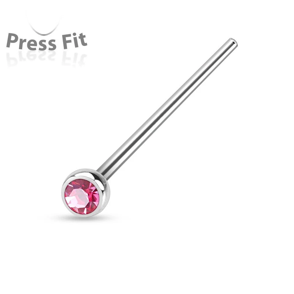 Piercing Nasale Fishtail Pieghevole Strass Rosa - Immagine 1 di 1
