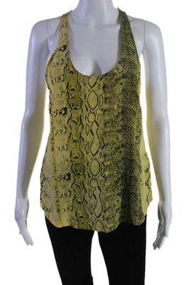Regata Joie feminina de seda com estampa de pele de cobra sem mangas amarela preta tamanho pequeno - Imagem 1 de 4