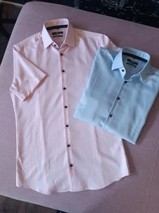 Jake Hemd, 2 Hemden Gr.37/38, (S-46) Slim Fit, Blau, Rosa - Bild 1 von 6