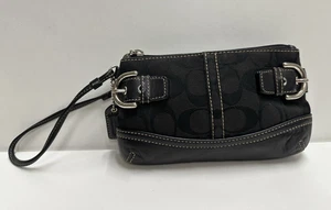 Hebilla de muñeca Coach Signature negra de lona y cuero herrajes plateados - Imagen 1 de 11