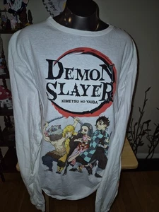 Demon Slayer Kimetsu No Yaiba White Long Sleeve Shirt Size XL - Picture 1 of 4