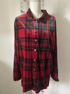 Vintage 90s Denim & Co Red Plaid Velvet ShirtButton Down Plus Size 1X - Picture 1 of 7