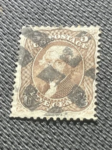 Antike Briefmarke US SCOTT #76 Thomas Jefferson gebraucht ausgefallen Blockstempel - Bild 1 von 5
