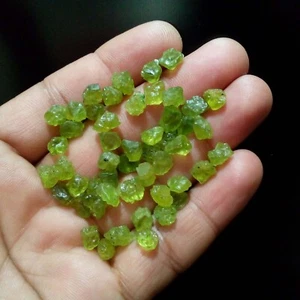 Jewelry For Making Stunning Peridot Raw Loose Gemstone 50 Pcs Lot Size 7-9 MM - Picture 1 of 4
