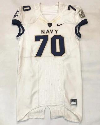Nike Navy Midshipmen #70 Football Game Worn Jersey Sz 46 White USA Stitched NCAA - Image 1 of 4