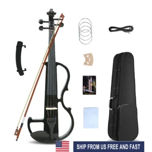 Yinfente 4/4 Electric Violin 4 String Solid Wood Ebony Fittings with Case Bow - Picture 1 of 6