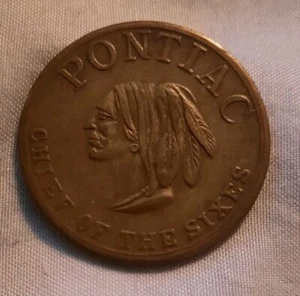 Vintage General Motors Pontiac Chief of The Sixes Token Coin 1" Metal - Picture 1 of 2