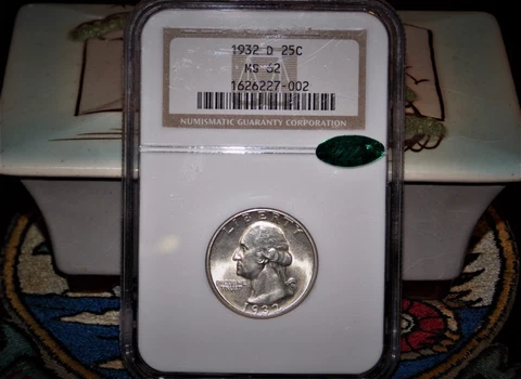 ***CAC*** 1932-D Washington Silver Quarter 25c NGC MS62 Nice White Coin Cover