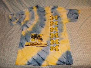 Vtg 1990's NCAA MICHIGAN WOLVERINES TIE-DYE FRUIT OF THE LOOM T-SHIRT Fits L - Picture 1 of 7
