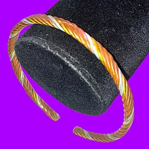 Vintage Braided Copper, Gold-Tone & Silver-Tone 2.75" Wide Cuff Bracelet! - Picture 1 of 8