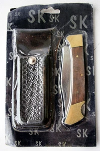 VINTAGE 80'S SK FOLDING LOCK BACK KNIFE STAINLESS STEEL + CASE NEW SEALED ! - Picture 1 of 6