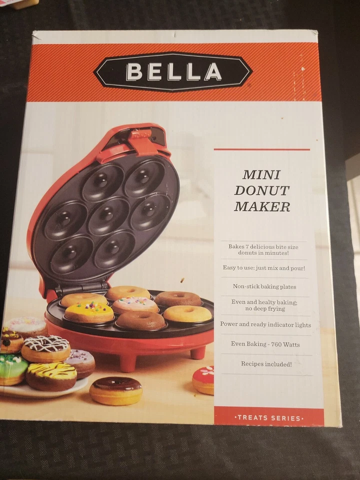 Bella CUCINA Mini Donut Maker Makes 7 Bite Size Donuts in Minutes 13466