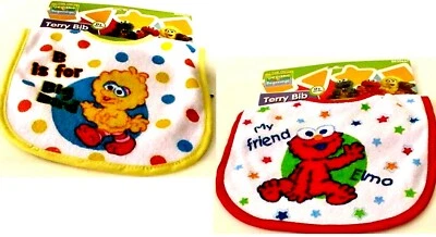 Juego de baberos de rizo para bebé Sesame Street Beginnings Elmo y Big Bird-2 NUEVO Foto 1 de 3
