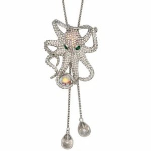 Butler and Wilson Halskette durchsichtig ab Kristall Octopus Lariat NEU - Bild 1 von 2