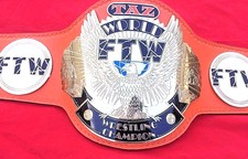 FTW TAZ CHAMPIONSHIP BELT IN BRASS PLATES & HAND TOOLED REAL LEATHER FREE P&P 