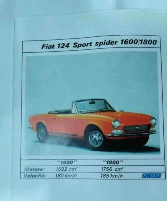 depliant brochure-FIAT 124 SPORT SPIDER 1600/1800 -SPACCATI MOTORE AUTOITALIANA  - Immagine 1 di 4