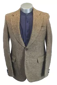 vintage 70s brown Herringbone Heavy Tweed blazer jacket sport suit coat 38 L - Picture 1 of 9