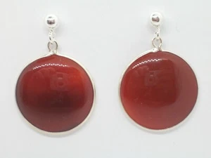 Pendientes Colgantes de Plata 925 Con Ágata Cornalina Natural - Piedra Dura - Imagen 1 de 5