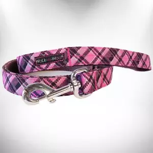 Correa de nailon estampada a cuadros rosa intenso Walk-e-Woo para perro - Imagen 1 de 1
