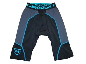Under Armour Boys Small YSM HeatGear Fitted Baseball Blue Black Sliding Shorts - Picture 1 of 6