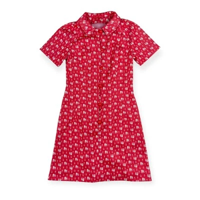 Vintage Women's Handmade Red Elephant Print Poly Knit Sheath Dress Mod - Image 1 of 4