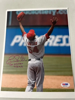 ERVIN SANTANA Autographed 8" X 10” Photo (No Hitter 7/27/11)  Angels Great- PSA! - Image 1 of 4