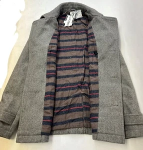 Abrigo Chaqueta TOPMAN Para Hombre Manga Larga Botón Lana Talla XS Gris Venta al por menor $170 Nuevo sin Etiquetas - Imagen 1 de 4