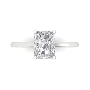 1.9ct Emerald Classic Engagement Anniversary Promise Ring 14k White Solid Gold - Picture 1 of 11