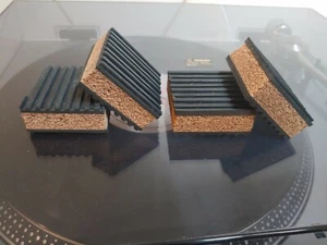 Turntable Anti Vibration Pads 4 pack 2"x 2"x7/8" Cork Audio Isolation Feet - Picture 1 of 7