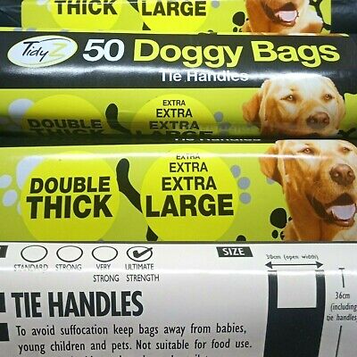 Dog Poo Bags Extra Strong Large Double Thick Dog Poop Tie Handles Doggy Bags New • 1.19£