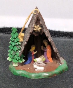 Vintage Mini 2" Plastic Christmas NATIVITY SET Ornament Hong Kong - Picture 1 of 5