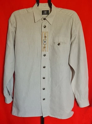 CAMICIA VINTAGE OS AUTENTICA COSTUME TRADIZIONALE TIROLO OKTOBERFEST DIRNDL UOMO:US 16 1/2/EU 42 - Immagine 1 di 4