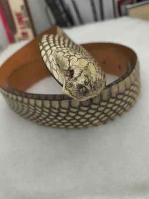 Cinto masculino personalizado pele de cobra genuína tamanho 38 México faroeste-fantástico -38 - Imagem 1 de 3