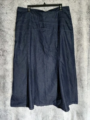Cato Flared Denim Midi Skirt Sz 16 Modest Godet A-Line Dark Denim Stitching - Image 1 of 4