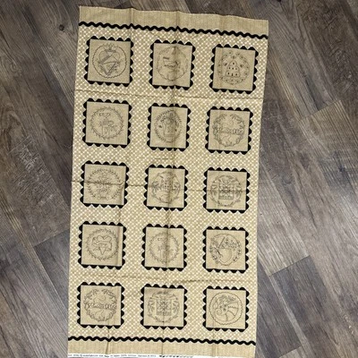 Cotton Quilting Sew Fabric panel MODA Full Circle Kathy Schmitz black/tan/white - Image 1 of 4