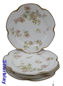 Antique Schleiger 660F Haviland Limoges Gold Trim Pink Flower Bread Butter Plate - Picture 1 of 7
