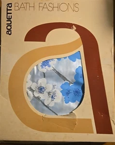 Cortina de Ducha Vintage Años 70 Diseño Floral En Azul Nuevo Antiguo Stock - Imagen 1 de 3